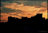 Bright orange colours seen just after the sun sets above the old town, Dubrovnik