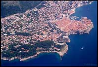 Aerial view of the walled city of the old town, Dubrovnik