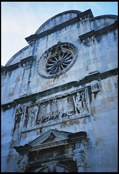 Cool evening light casts a blue tone on the Franciscan Monastery, Dubrovnik, Croatia