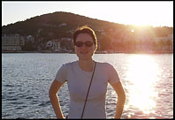 Sun begins to set behind Blandine, Split, Croatia