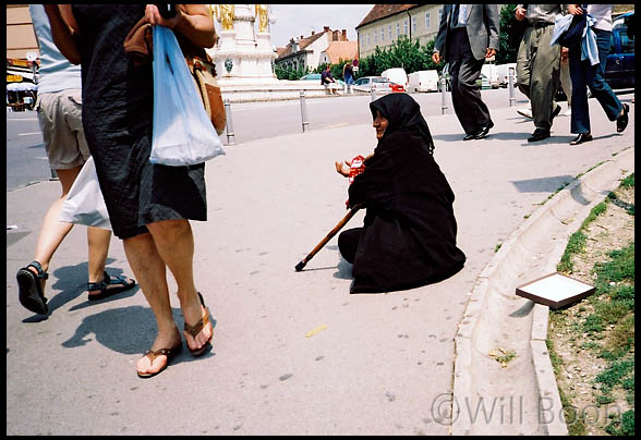 Old woman begging for money, Zagreb
