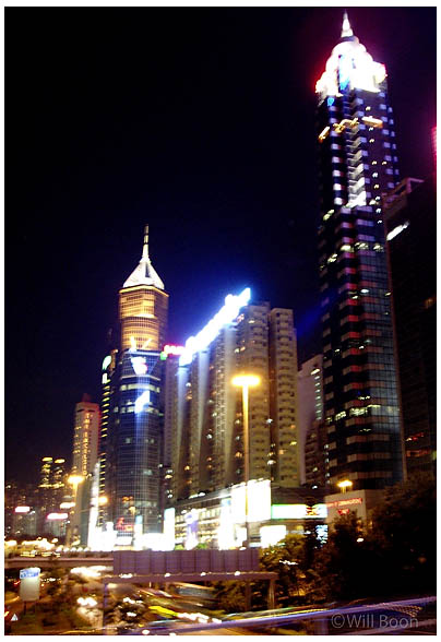 The Hong Kong skyline by night
