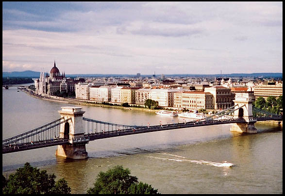 Budapest's oldest bridge spanning the river Danube: The Chain Bridge