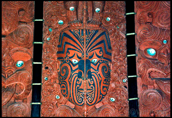 Maori mask
 carving, North Island New Zealand