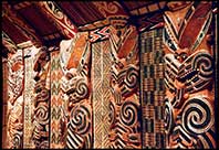 Maori wood totems, North Island, New zealand