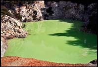 Green pool created by the water mixing with elements in the rocks, Wai-O-Tapu