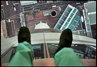 From the top of the Auckland Skytower looking down on the street