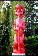 Red maori statue, South Island